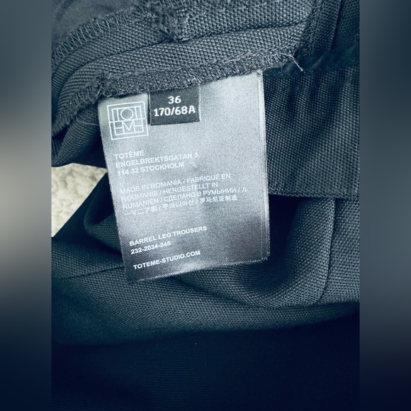 TOTEME Runway Black Barrel-Leg Trousers Eu 36 US 4 - Picture 14 of 17